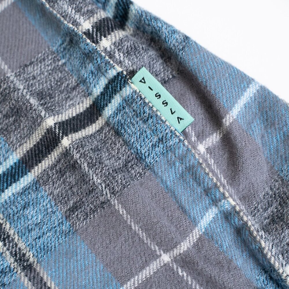 Vissla Flannel Shirt Button Up Long Sleeve Blue Gray Plaid Central Coast Small - Picture 10 of 14